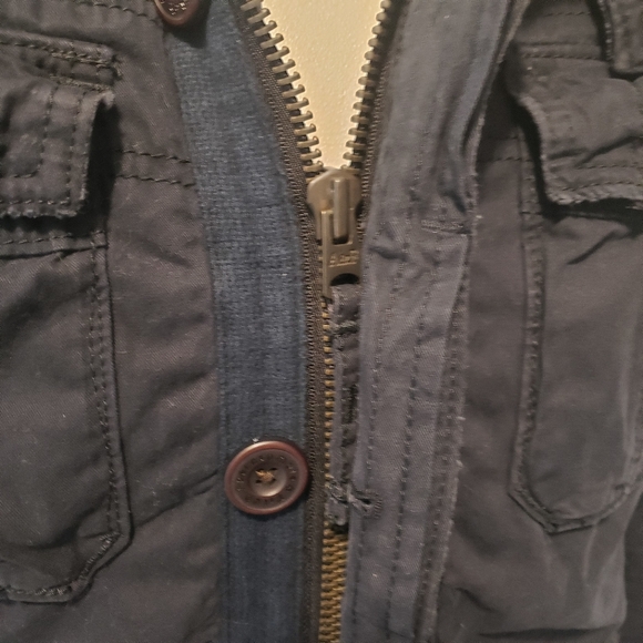 Vintage Abercrombie & Fitch Men's Hooded Military Style Jacket Size Medium Blue - Picture 9 of 16